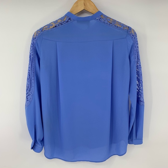 The Kooples Lace Blouse Blue Button Down Shirt Top - Picture 6 of 7